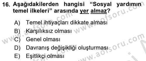 Tıbbi Ve Psiko-Sosyal Hizmet Dersi 2022 - 2023 Yılı Yaz Okulu Sınav Soruları 16. Soru