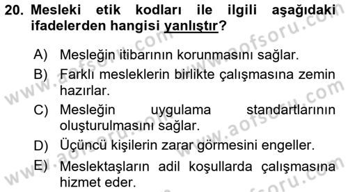 Tıbbi Ve Psiko-Sosyal Hizmet Dersi 2022 - 2023 Yılı Yaz Okulu Sınav Soruları 20. Soru