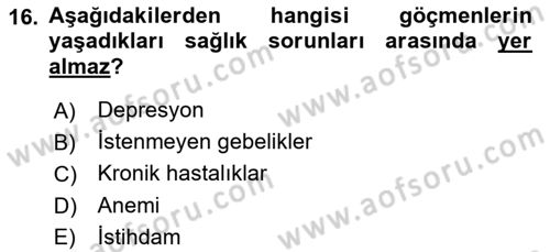 Tıbbi Ve Psiko-Sosyal Hizmet Dersi 2023 - 2024 Yılı (Vize) Ara Sınav Soruları 16. Soru
