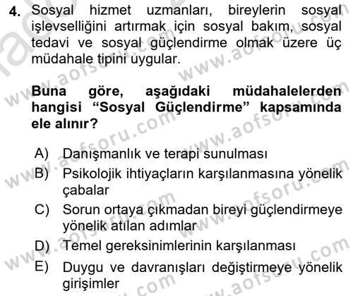 Tıbbi Ve Psiko-Sosyal Hizmet Dersi 2023 - 2024 Yılı (Vize) Ara Sınav Soruları 4. Soru