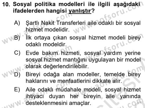 Tıbbi Ve Psiko-Sosyal Hizmet Dersi 2023 - 2024 Yılı (Final) Dönem Sonu Sınav Soruları 10. Soru