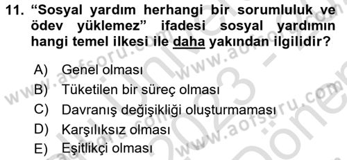 Tıbbi Ve Psiko-Sosyal Hizmet Dersi 2023 - 2024 Yılı (Final) Dönem Sonu Sınav Soruları 11. Soru