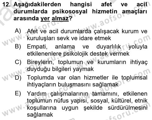 Tıbbi Ve Psiko-Sosyal Hizmet Dersi 2023 - 2024 Yılı (Final) Dönem Sonu Sınav Soruları 12. Soru