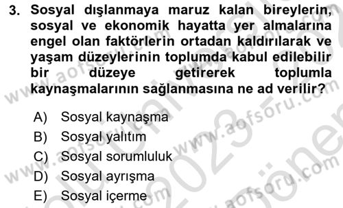 Tıbbi Ve Psiko-Sosyal Hizmet Dersi 2023 - 2024 Yılı (Final) Dönem Sonu Sınav Soruları 3. Soru