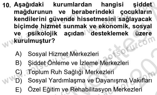 Tıbbi Ve Psiko-Sosyal Hizmet Dersi 2023 - 2024 Yılı Yaz Okulu Sınav Soruları 10. Soru