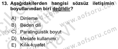 Tıbbi Ve Psiko-Sosyal Hizmet Dersi 2023 - 2024 Yılı Yaz Okulu Sınav Soruları 13. Soru