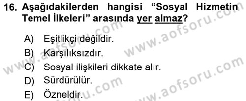 Tıbbi Ve Psiko-Sosyal Hizmet Dersi 2023 - 2024 Yılı Yaz Okulu Sınav Soruları 16. Soru