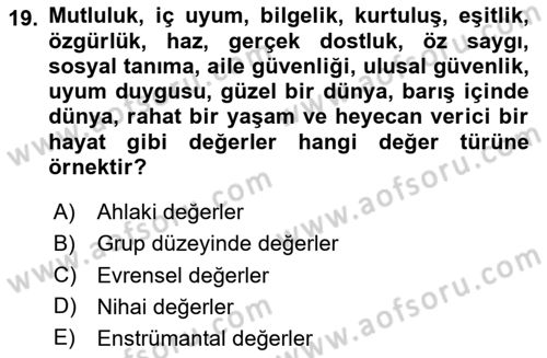 Tıbbi Ve Psiko-Sosyal Hizmet Dersi 2023 - 2024 Yılı Yaz Okulu Sınav Soruları 19. Soru