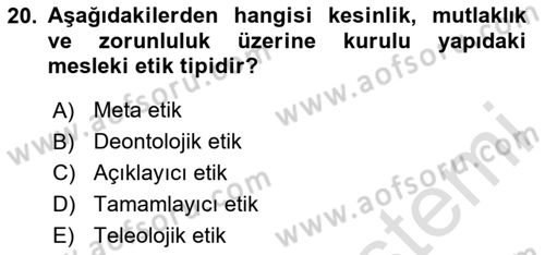 Tıbbi Ve Psiko-Sosyal Hizmet Dersi 2023 - 2024 Yılı Yaz Okulu Sınav Soruları 20. Soru
