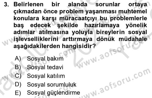Tıbbi Ve Psiko-Sosyal Hizmet Dersi 2023 - 2024 Yılı Yaz Okulu Sınav Soruları 3. Soru