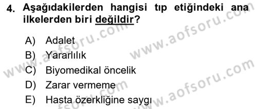 Tıbbi Ve Psiko-Sosyal Hizmet Dersi 2023 - 2024 Yılı Yaz Okulu Sınav Soruları 4. Soru