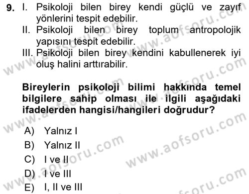Tıbbi Ve Psiko-Sosyal Hizmet Dersi 2023 - 2024 Yılı Yaz Okulu Sınav Soruları 9. Soru