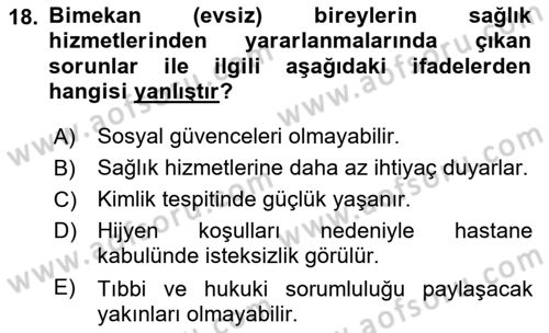 Tıbbi Ve Psiko-Sosyal Hizmet Dersi 2024 - 2025 Yılı (Vize) Ara Sınav Soruları 18. Soru