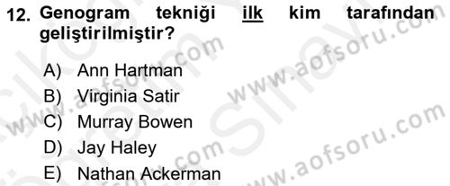 Aile Ve Çocukla Sosyal Hizmet Dersi 2017 - 2018 Yılı (Vize) Ara Sınav Soruları 12. Soru