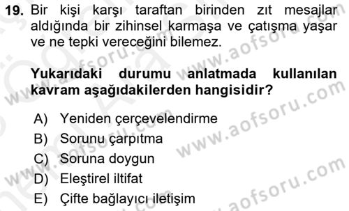 Aile Ve Çocukla Sosyal Hizmet Dersi 2017 - 2018 Yılı (Vize) Ara Sınav Soruları 19. Soru