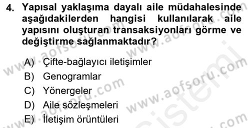 Aile Ve Çocukla Sosyal Hizmet Dersi 2017 - 2018 Yılı (Final) Dönem Sonu Sınav Soruları 4. Soru