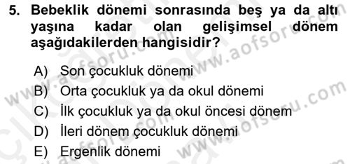 Aile Ve Çocukla Sosyal Hizmet Dersi 2017 - 2018 Yılı (Final) Dönem Sonu Sınav Soruları 5. Soru