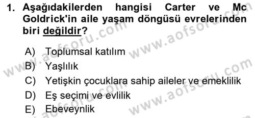 Aile Ve Çocukla Sosyal Hizmet Dersi 2018 - 2019 Yılı 3 Ders Sınav Soruları 1. Soru