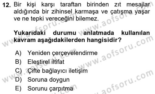 Aile Ve Çocukla Sosyal Hizmet Dersi 2018 - 2019 Yılı 3 Ders Sınav Soruları 12. Soru