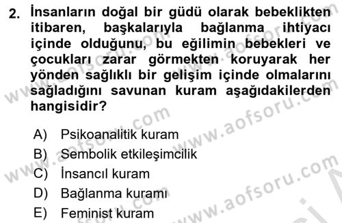 Aile Ve Çocukla Sosyal Hizmet Dersi 2018 - 2019 Yılı 3 Ders Sınav Soruları 2. Soru