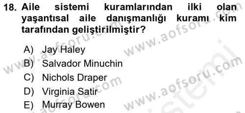 Aile Ve Çocukla Sosyal Hizmet Dersi 2018 - 2019 Yılı (Vize) Ara Sınav Soruları 18. Soru