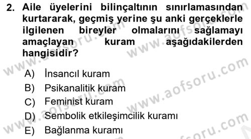 Aile Ve Çocukla Sosyal Hizmet Dersi 2018 - 2019 Yılı (Vize) Ara Sınav Soruları 2. Soru