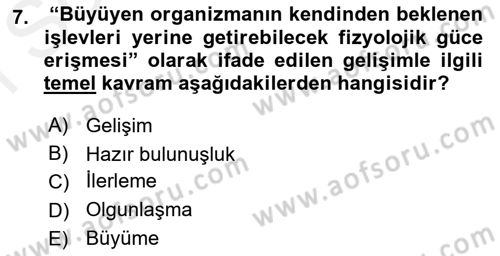 Aile Ve Çocukla Sosyal Hizmet Dersi 2018 - 2019 Yılı (Final) Dönem Sonu Sınav Soruları 7. Soru