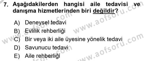 Aile Ve Çocukla Sosyal Hizmet Dersi 2018 - 2019 Yılı Yaz Okulu Sınav Soruları 7. Soru