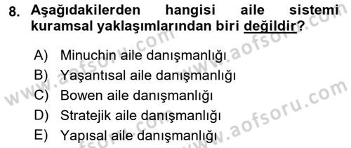 Aile Ve Çocukla Sosyal Hizmet Dersi 2018 - 2019 Yılı Yaz Okulu Sınav Soruları 8. Soru
