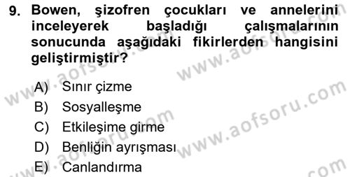 Aile Ve Çocukla Sosyal Hizmet Dersi 2018 - 2019 Yılı Yaz Okulu Sınav Soruları 9. Soru