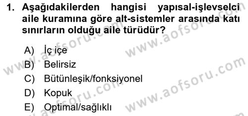 Aile Ve Çocukla Sosyal Hizmet Dersi 2020 - 2021 Yılı Yaz Okulu Sınav Soruları 1. Soru