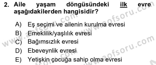 Aile Ve Çocukla Sosyal Hizmet Dersi 2020 - 2021 Yılı Yaz Okulu Sınav Soruları 2. Soru