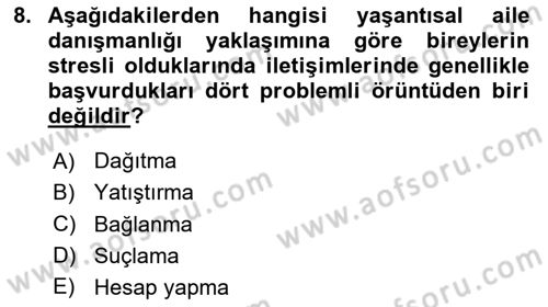 Aile Ve Çocukla Sosyal Hizmet Dersi 2020 - 2021 Yılı Yaz Okulu Sınav Soruları 8. Soru