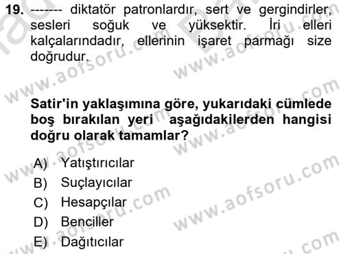 Aile Ve Çocukla Sosyal Hizmet Dersi 2021 - 2022 Yılı (Vize) Ara Sınav Soruları 19. Soru
