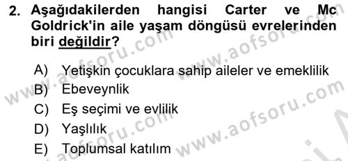 Aile Ve Çocukla Sosyal Hizmet Dersi 2021 - 2022 Yılı (Vize) Ara Sınav Soruları 2. Soru