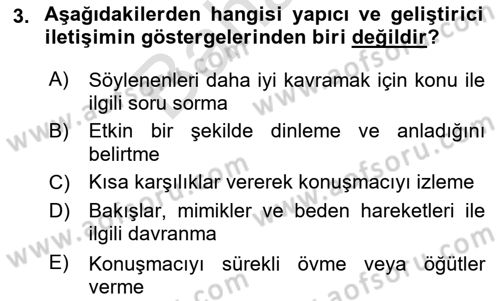 Aile Ve Çocukla Sosyal Hizmet Dersi 2021 - 2022 Yılı (Final) Dönem Sonu Sınav Soruları 3. Soru
