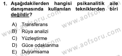 Aile Ve Çocukla Sosyal Hizmet Dersi 2021 - 2022 Yılı Yaz Okulu Sınav Soruları 1. Soru