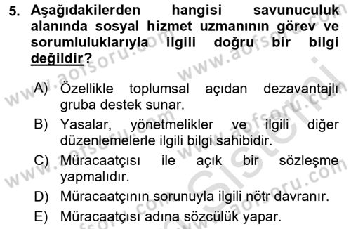 Aile Ve Çocukla Sosyal Hizmet Dersi 2021 - 2022 Yılı Yaz Okulu Sınav Soruları 5. Soru