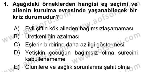 Aile Ve Çocukla Sosyal Hizmet Dersi 2022 - 2023 Yılı Yaz Okulu Sınav Soruları 1. Soru