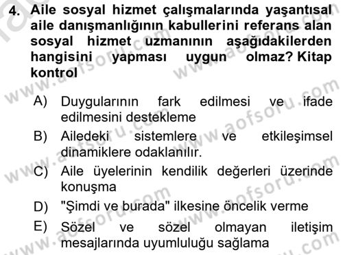 Aile Ve Çocukla Sosyal Hizmet Dersi 2022 - 2023 Yılı Yaz Okulu Sınav Soruları 4. Soru