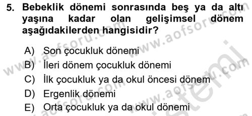 Aile Ve Çocukla Sosyal Hizmet Dersi 2022 - 2023 Yılı Yaz Okulu Sınav Soruları 5. Soru