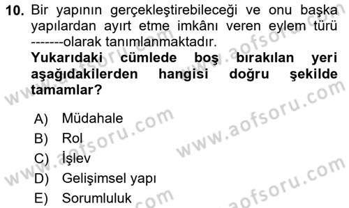 Gruplarla Sosyal Hizmet Dersi 2020 - 2021 Yılı Yaz Okulu Sınav Soruları 10. Soru
