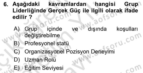 Gruplarla Sosyal Hizmet Dersi 2020 - 2021 Yılı Yaz Okulu Sınav Soruları 6. Soru