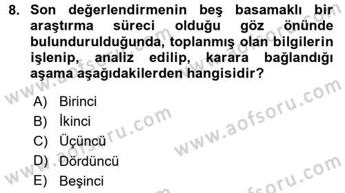 Gruplarla Sosyal Hizmet Dersi 2020 - 2021 Yılı Yaz Okulu Sınav Soruları 8. Soru
