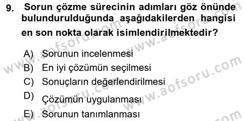 Gruplarla Sosyal Hizmet Dersi 2020 - 2021 Yılı Yaz Okulu Sınav Soruları 9. Soru
