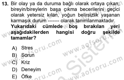 Gruplarla Sosyal Hizmet Dersi 2021 - 2022 Yılı (Vize) Ara Sınavı 13. Soru