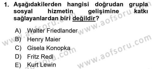 Gruplarla Sosyal Hizmet Dersi 2021 - 2022 Yılı Yaz Okulu Sınavı 1. Soru