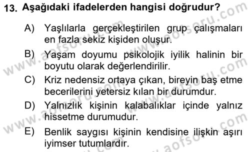 Gruplarla Sosyal Hizmet Dersi Ara Sınavı Deneme Sınav Soruları 13. Soru