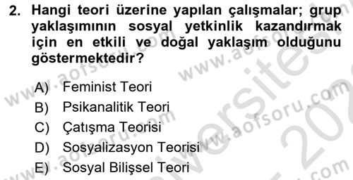 Gruplarla Sosyal Hizmet Dersi Ara Sınavı Deneme Sınav Soruları 2. Soru