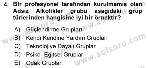 Gruplarla Sosyal Hizmet Dersi 2022 - 2023 Yılı (Final) Dönem Sonu Sınavı 4. Soru